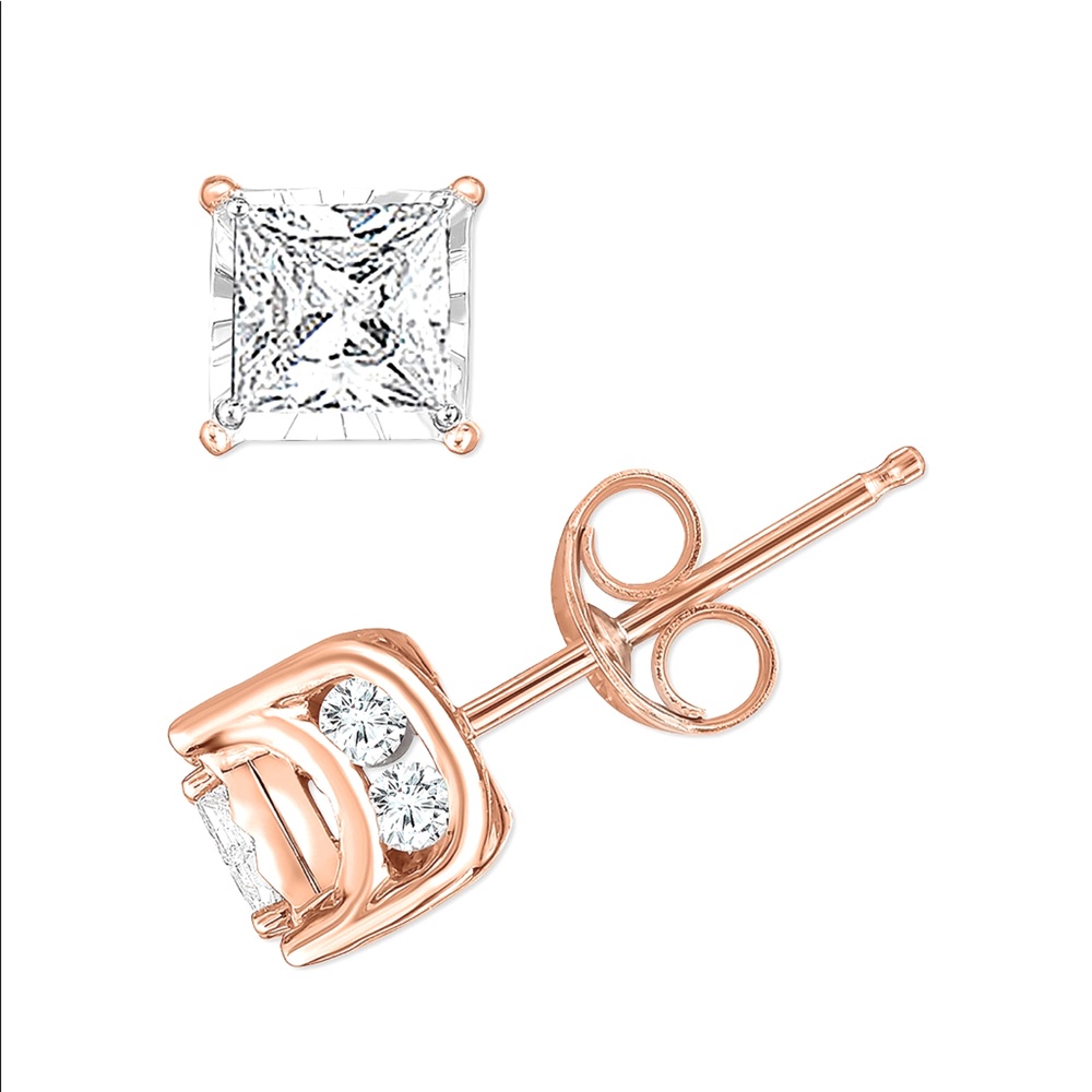 TruMiracle Diamond Princess Cut Stud Earrings